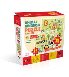 Animal Kingdom Game Set - 2 Puzzles in 1 Box - 64 Pieces Puzzle in Total - Ages 4+