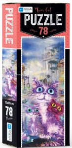 Blue Focus Mom Cat - Puzzle;78 Parça
