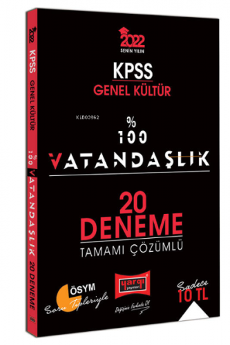 2022 KPSS Genel Kültür %100 Vatandaşlık Tamamı Çözümlü 20 Deneme