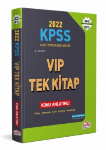 2022 KPSS Genel Yetenek - Genel Kültür VIP Tek Kitap Konu Anlatımlı Ko