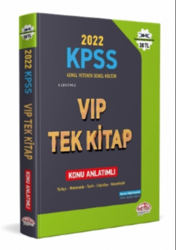 2022 KPSS Genel Yetenek - Genel Kültür VIP Tek Kitap Konu Anlatımlı