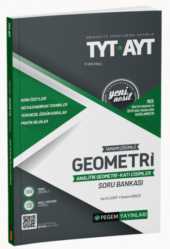 2022 TYT-AYT Tamamı Çözümlü Geometri ( Analitik Geometri-Katı Cisimler ) Soru Bankası;Üniversite Sınavlarını Hazırlık