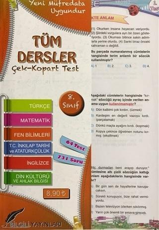 8.Sınıf Tüm Dersler Çek Kopart Yaprak Test
