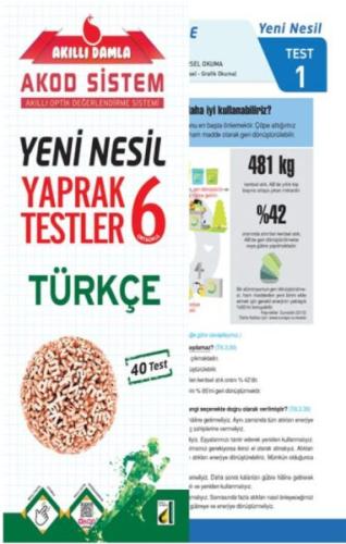 Akıllı Damla Türkçe Yeni Nesil Yaprak Testler-6. Sınıf Komisyon