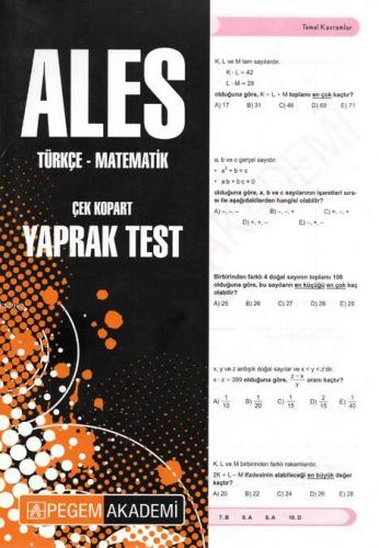 ALES 2021 Türkçe-Matematik Yaprak Test