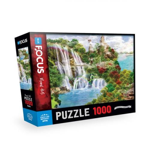 Blue Focus Puzzle Forest And Waterfall 1000 Parça
