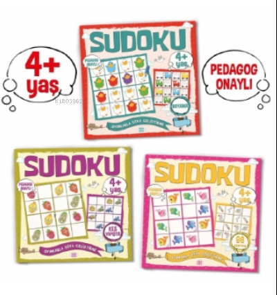 Çocuklar İçin Sudoku Seti ((4+ Yaş);3 Takım Kitap