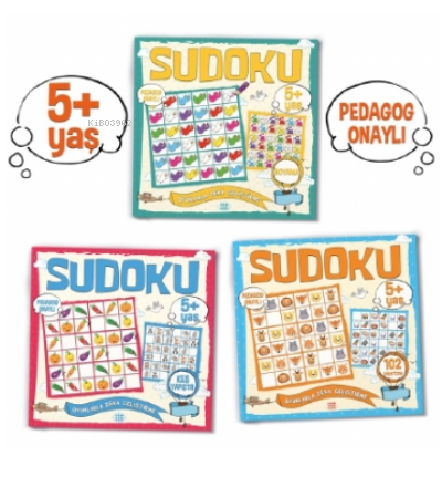 Çocuklar İçin Sudoku Seti ((5+ Yaş);3 Takım Kitap