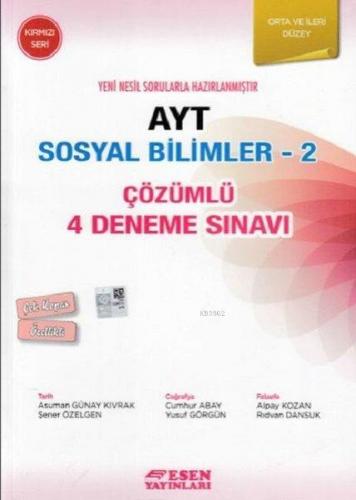 Esen Yayınları AYT Sosyal Bilimler 2 Çözümlü 4 Deneme Sınavı Kırmızı S