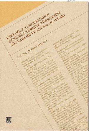 Eski Oğuz Türkçesinden Günümüz Türkiye Türkçesine Söz Varlığı ve Anlam Olayları