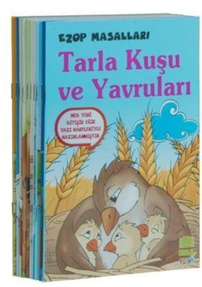 Ezop Masalları Seti (10 Kitap Takım - Küçük Boy); 1. ve 2. Sınıflar İçin Eğik El Yazılı
