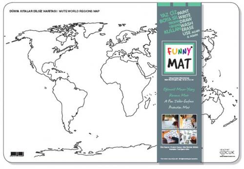 Funny Mat - Dünya Kıtalar Dilsiz Haritası 33,5x48cm Kolektıf