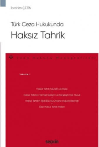 Haksız Tahrik;Ceza Hukuku Monografileri