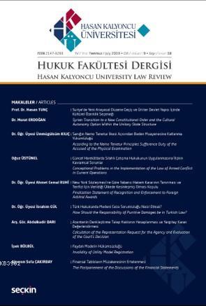 Hasan Kalyoncu Üniversitesi Hukuk Fakültesi Dergisi Sayı:18 Temmuz 201