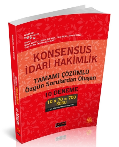 Konsesus İdari Hakimlik Tamamı Çözümlü 10 Deneme
