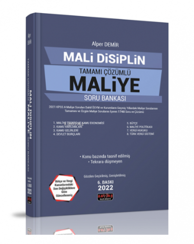 Mali Disiplin Tamamı Çözümlü Maliye Soru Bankası Savaş Yayınları 2022