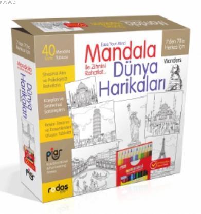 Mandala Dünya Harikaları Hayvanlar ve 12'li Boya Kalemi