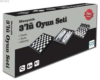 Manyetik 3'lü Oyun Seti (Tavla - Satranç - Dama)