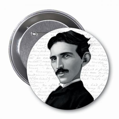 Nikola Tesla Karikatür Rozet - Aylak Adam Hobi