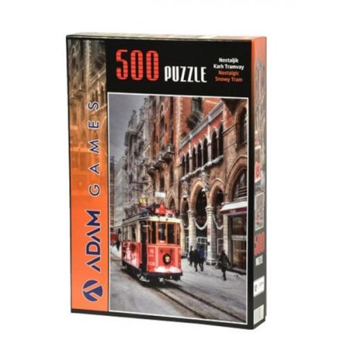 Nostaljik Karlı Tramvay 500 Parça Puzzle