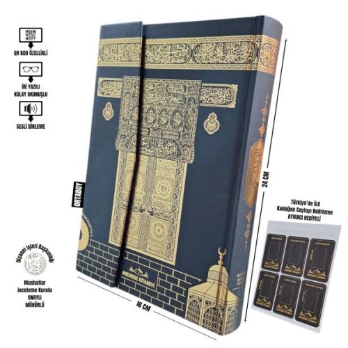 Orta Boy Kuranı Kerim Cilt Bezli Makrepli Kabe Desenli Kolektif