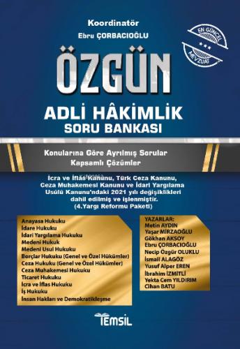 Özgün Adli Hakimlik Soru Bankası Ebru Çorbacıoğlu