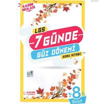 Palme Yayınları 8. Sınıf 1. Dönem  LGS 7 Günde Güz Dönemi Kasım Molası Soru Kitabı Palme