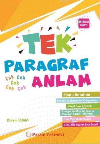 Palme Yayınları Ortaokul Düzeyi TEK Paragraf Anlam Konu Anlatımı (Ters Yüz Yaprak Test İlaveli) Palme