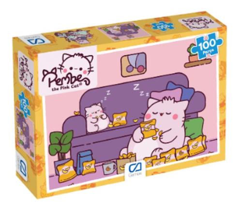 Pembe Kedi Puzzle 100