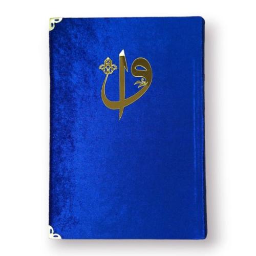 Rahle Boy Kadife Kapaklı Kuranı Kerim Saks Mavi Renk Kolektif