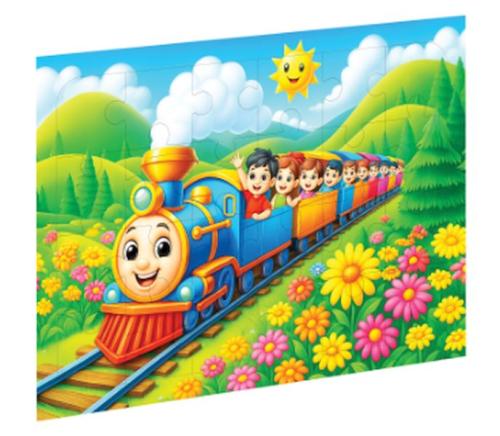 Renkli Tren Ahşap Puzzle
