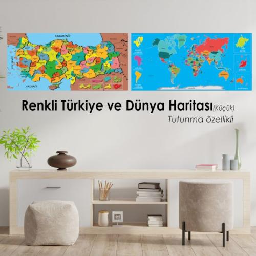 Türkiye Haritası Renkli - Dünya Haritası Renkli (Blister)
