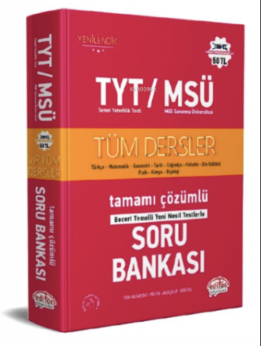 TYT - MSÜ Tüm Dersler Tamamı Çözümlü Soru Bankası