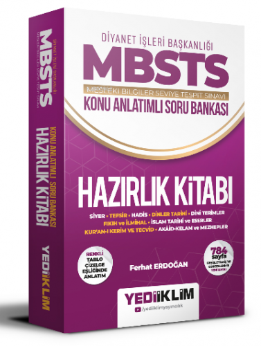 Yediiklim Yayınları Diyanet İşleri Başkanlığı Mesleki Bilgiler Seviye Tespit Sınavı MBSTS Konu Anlatımlı Soru Bankası Hazırlık Kitabı